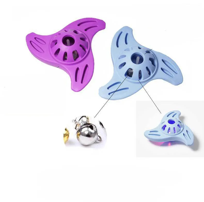 Blue bite-resistant boomerang shaped dog toy for large breed chewers.
