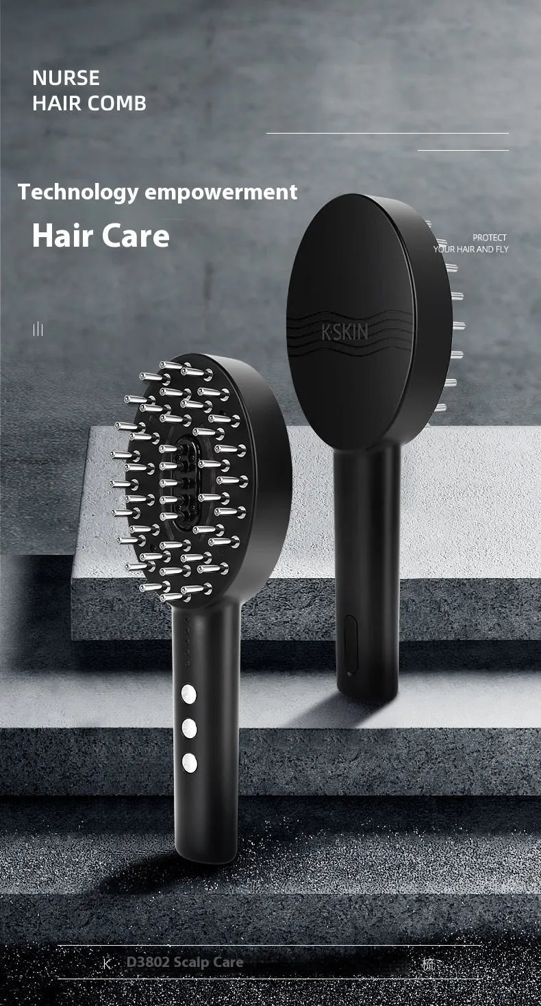 KD3802 Black scalp massage device with vibration head on a white background.