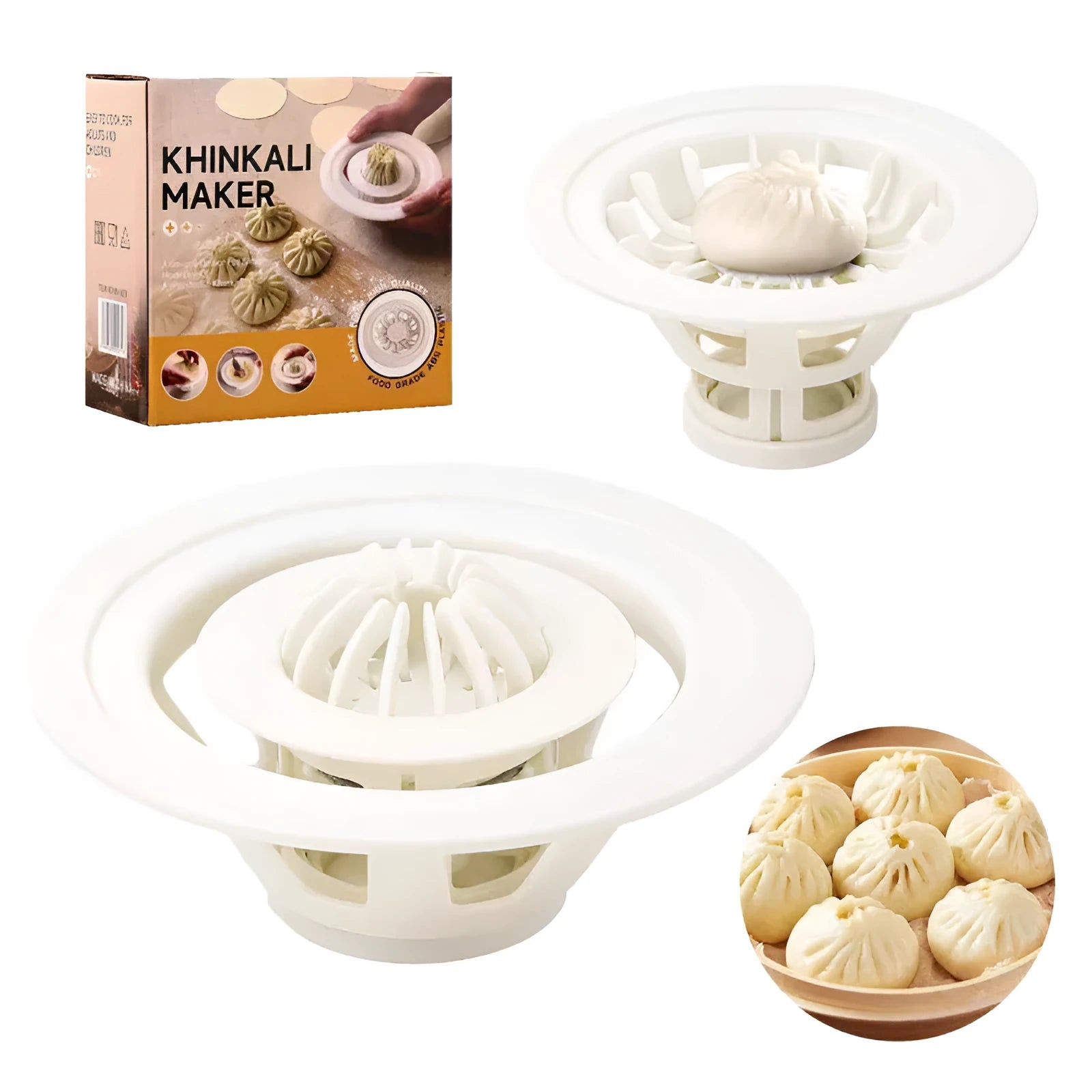 Black Jinkali kitchen mould tool with four baozi shaping cavities