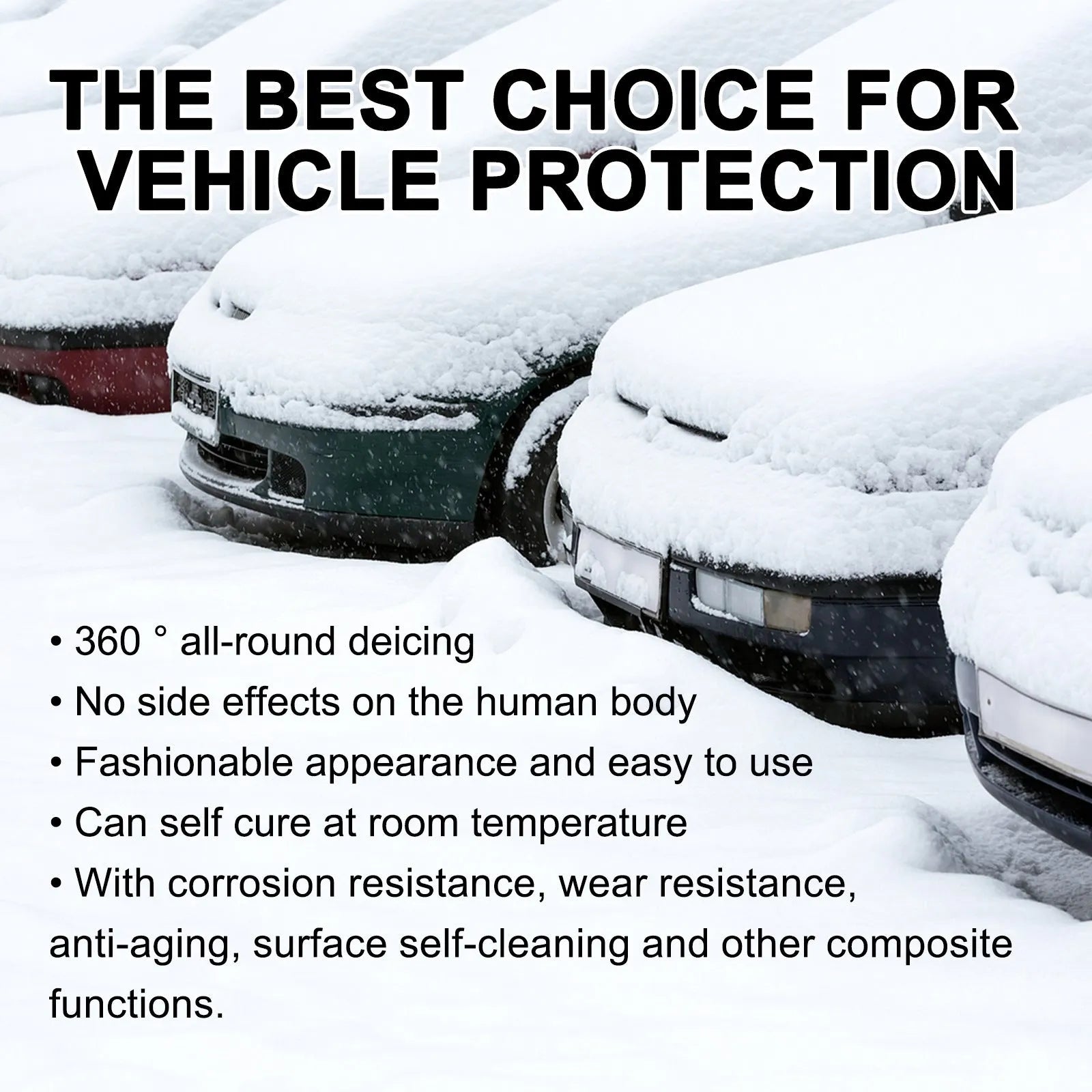 Compact PE car snow brush with hydrophobic nano coating for winter snow and ice removal