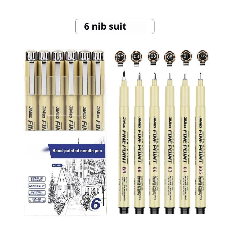 Waterproof needle drawing pen with black ink in plastic shell, 133mm length