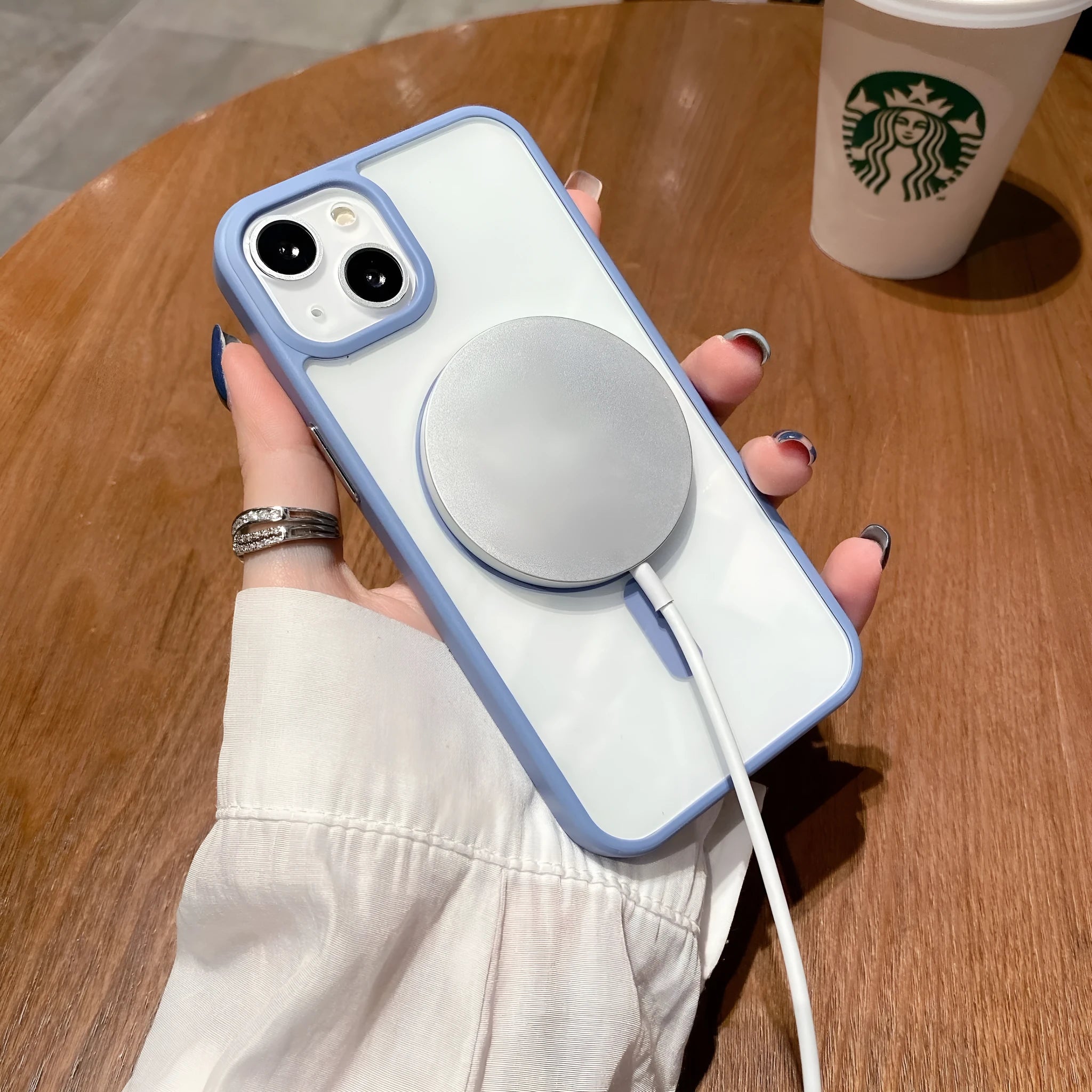 Transparent acrylic MagSafe phone case with TPU bumper for iPhone 12 13 series in five colours
