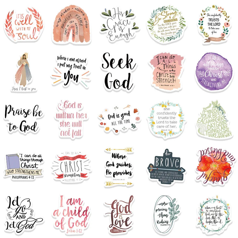 Set of 50 colourful printed graffiti stickers for decoration and personalisation