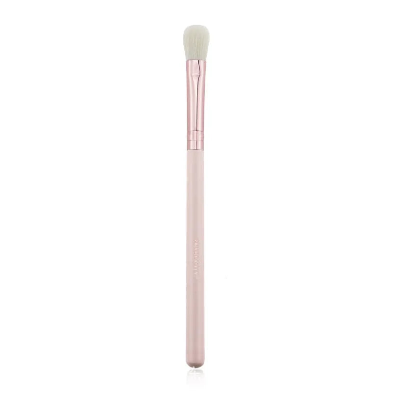 26 pink makeup brushes with wooden handles displayed in a PU storage case.
