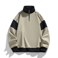 Men's beige hooded corduroy sweater with drop shoulder design and loose lapels