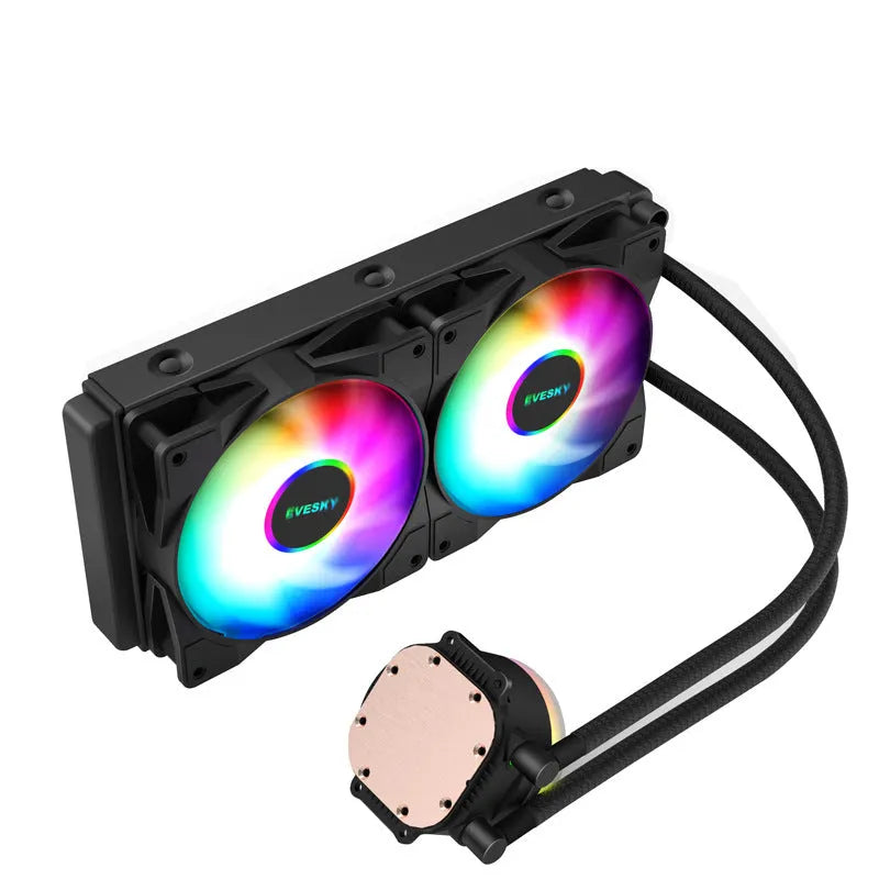 CPU radiator with RGB lighting effects and aluminium construction for desktop computer cooling