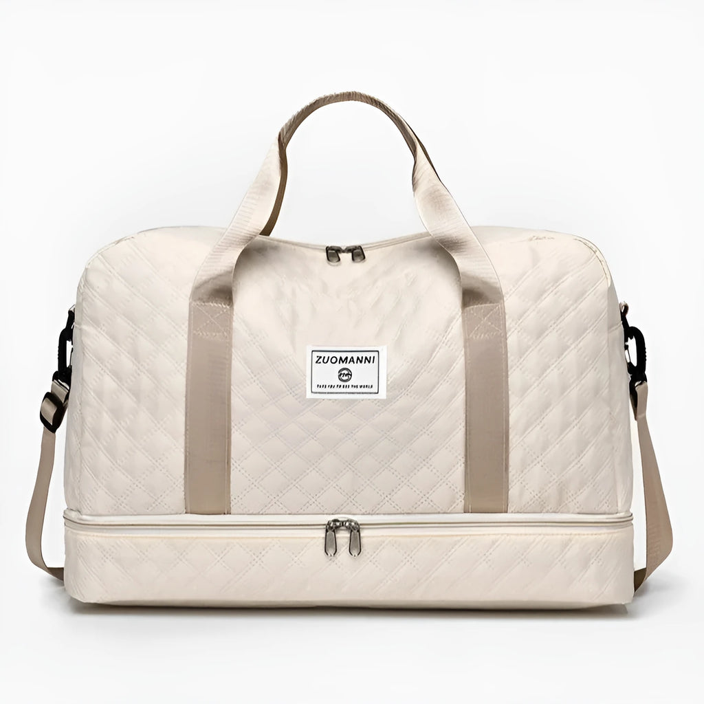 Large Oxford cloth travel bag with sewing thread detailing in solid colour options