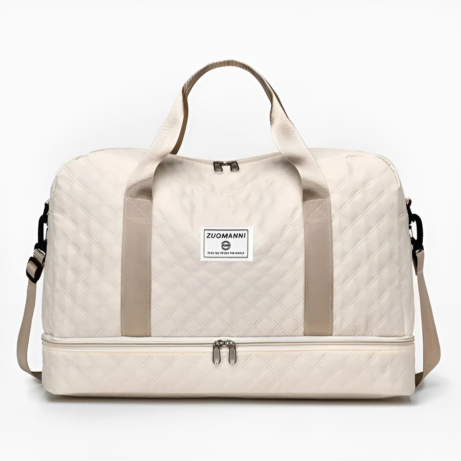 Large Oxford cloth travel bag with sewing thread detailing in solid colour options