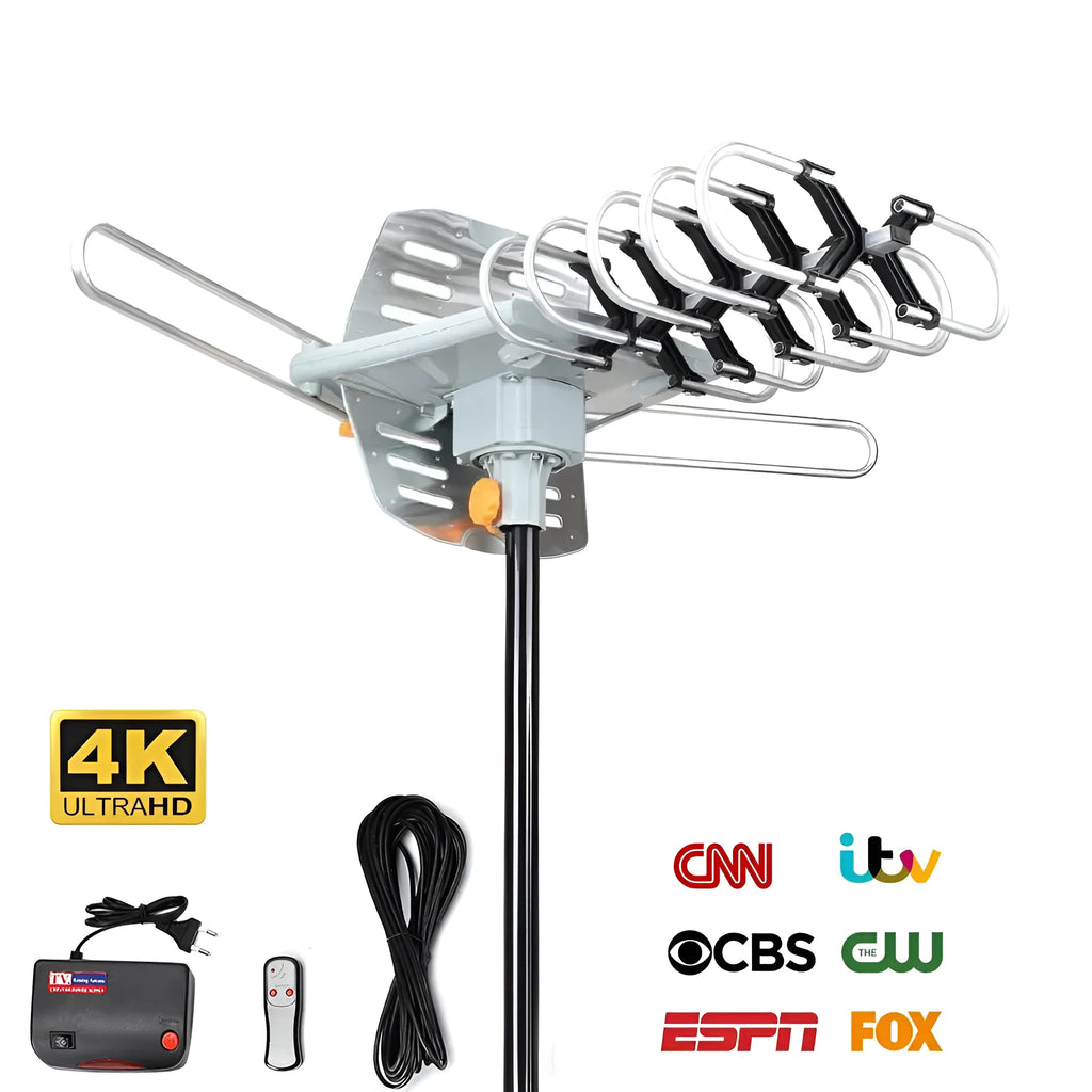GR-1002 rotatable outdoor digital television antenna with high 28-36 dB gain for 470-862 MHz reception