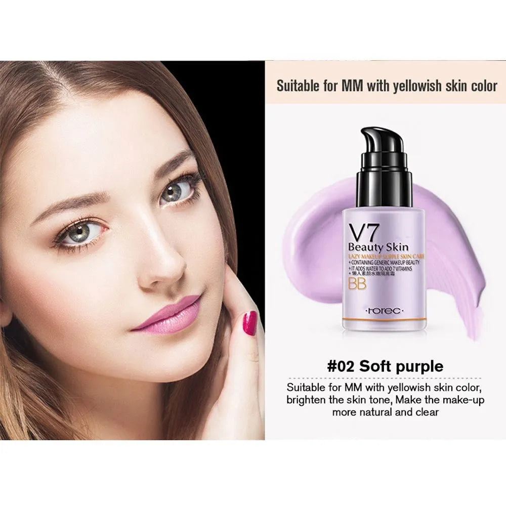 30g cream cushion foundation in three colours: natural, soft purple, and fresh green for brightening face makeup