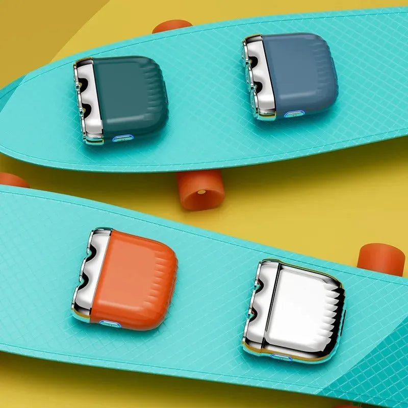 Three-head magnetic mini electric shaver in four colour options with floating cutter head design