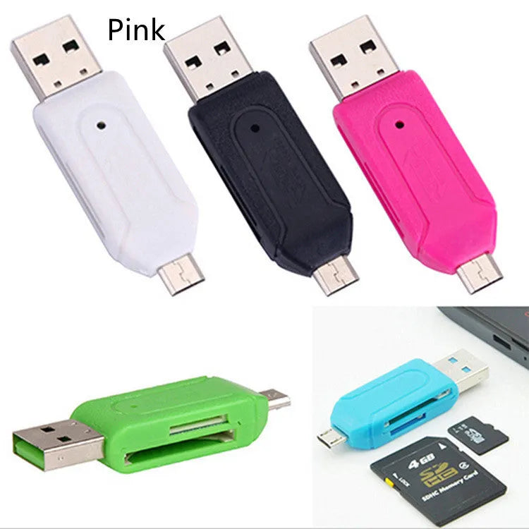 USB OTG card reader for Android phones and computers in five colours with micro USB interface