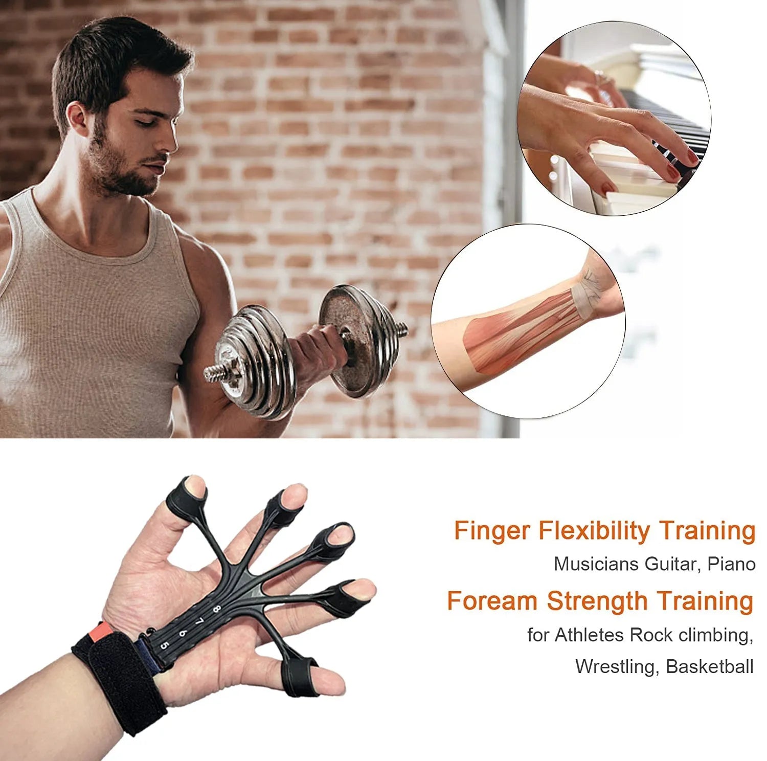 Silicone finger flexion and extension rehabilitation trainer with adjusting belt.