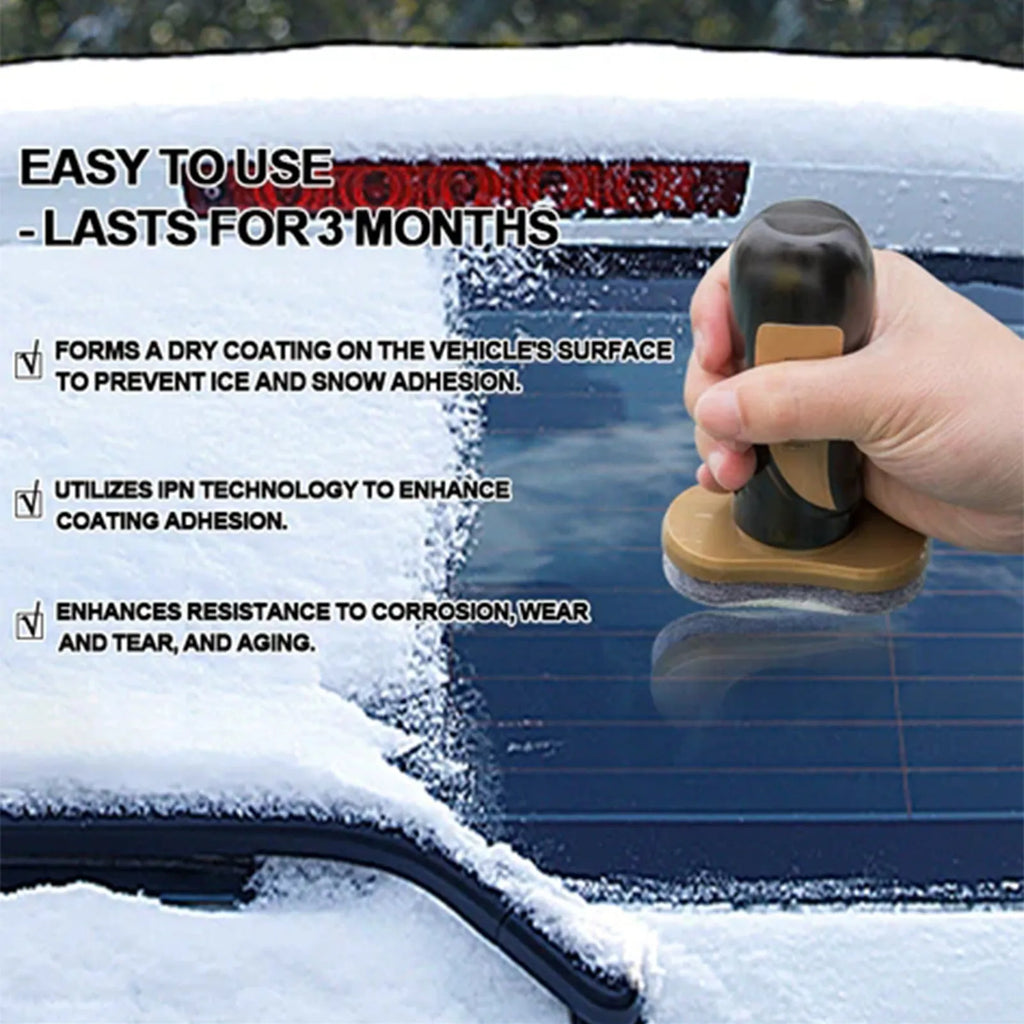Compact PE car snow brush with hydrophobic nano coating for winter snow and ice removal