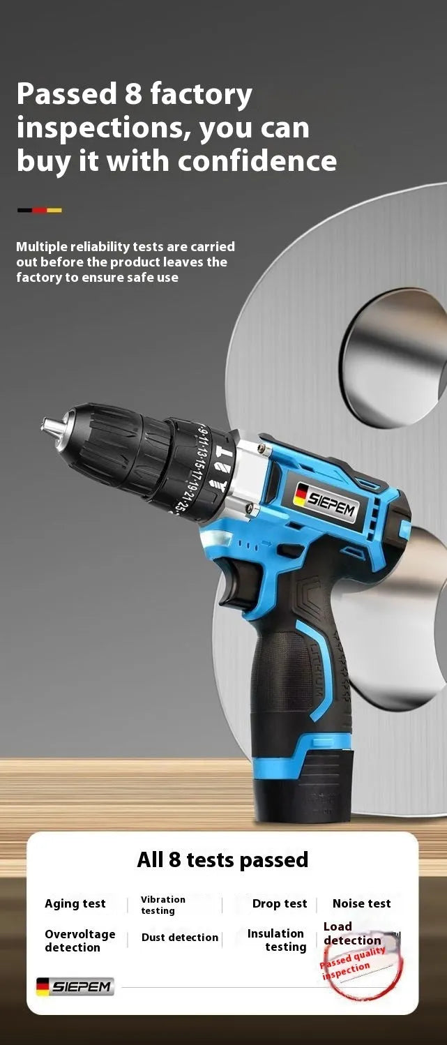 12V two-speed impact pistol drill electric screwdriver set with plastic storage box