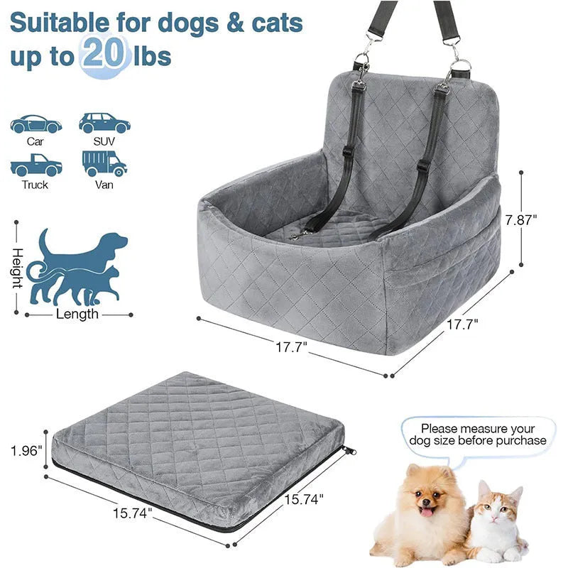 Dog car mat Holland Velvet 48x48x13cm on rear seat, available in black or gray