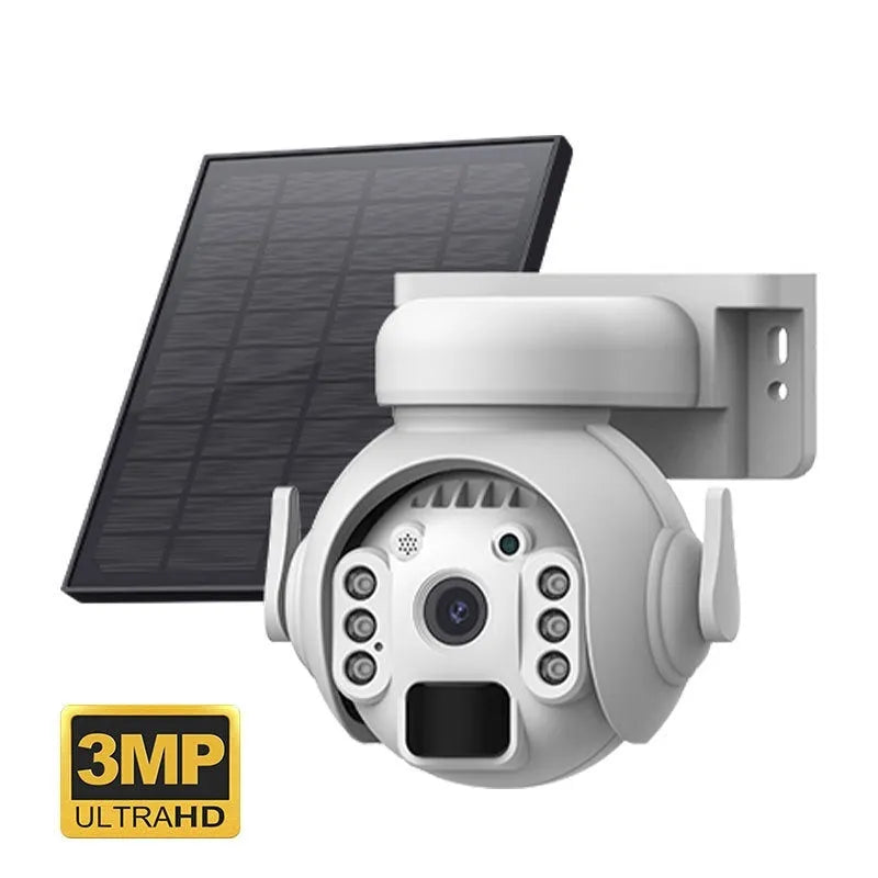 3 million pixel HD security camera with solar panel and full-colour night vision capability