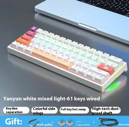 61-key compact mechanical keyboard with wired hot-plug design in multiple colour options