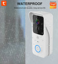 White waterproof HD visual doorbell with intercom, camera, and 18650 battery for home security