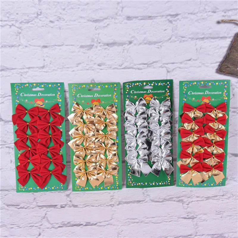 Polyester Christmas bow ornament measuring 5 cm in gold, red, red gold, and silver colours
