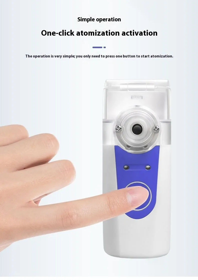 Columnar-shaped plastic handheld nebuliser spray machine with USB connection cable