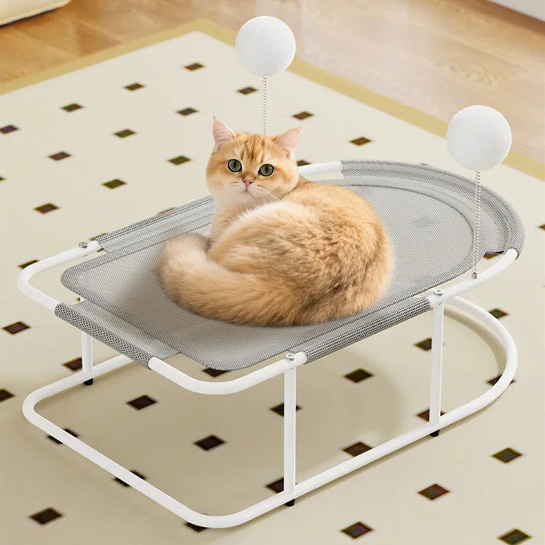 Large grey breathable cat kennel with bracket attachments for summer ventilation