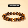 Ethnic style tigereye single circle Buddha rosary bracelet with natural stone beads in 6mm 8mm 10mm 12mm sizes on elastic cord