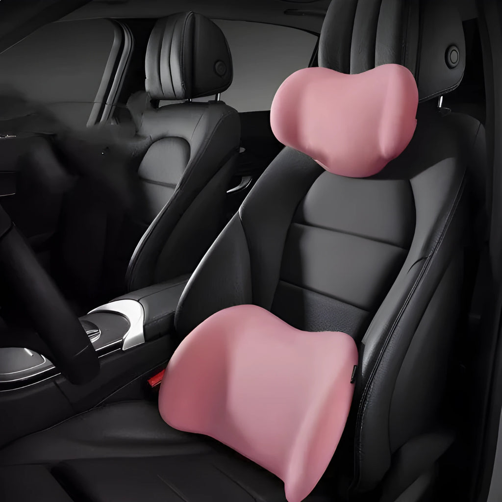 Memory cotton car seat cushion set with headrest and back support in multiple colours