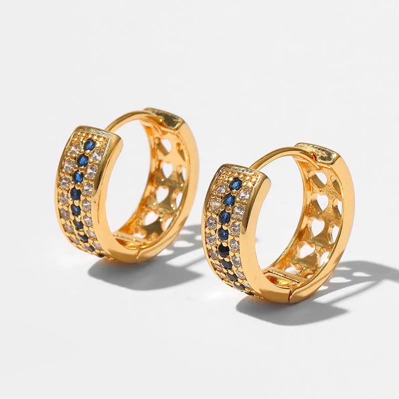 Round geometric copper earrings with electroplated 18K gold finish, KE1268 colour, for women