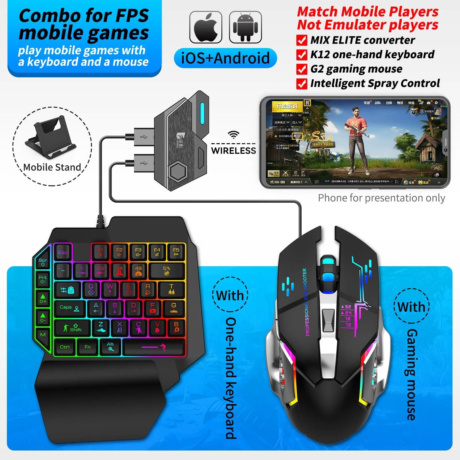 Gamwing Jiaying gaming converter with USB interface and official configuration colour suit