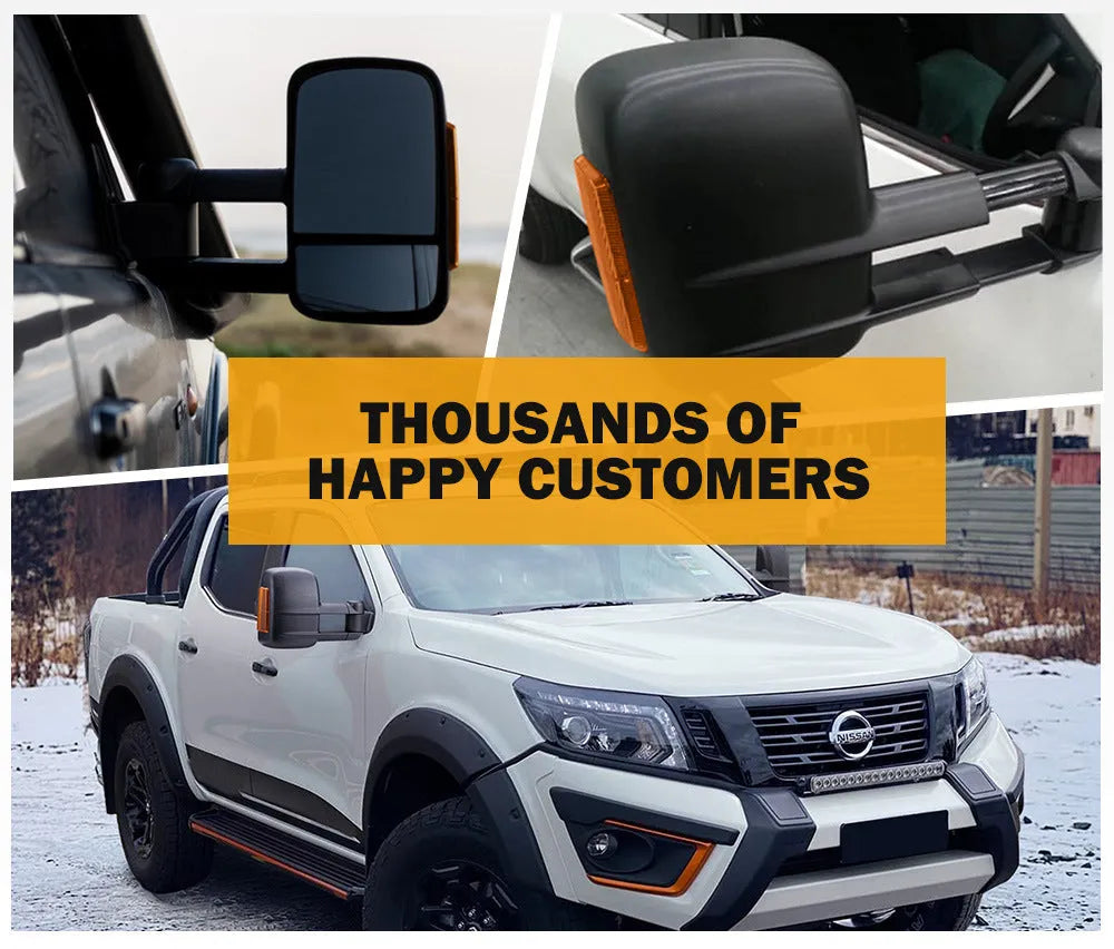 Black electric exterior rear vision mirror for Nissan NP300 Navara 2015 onwards models