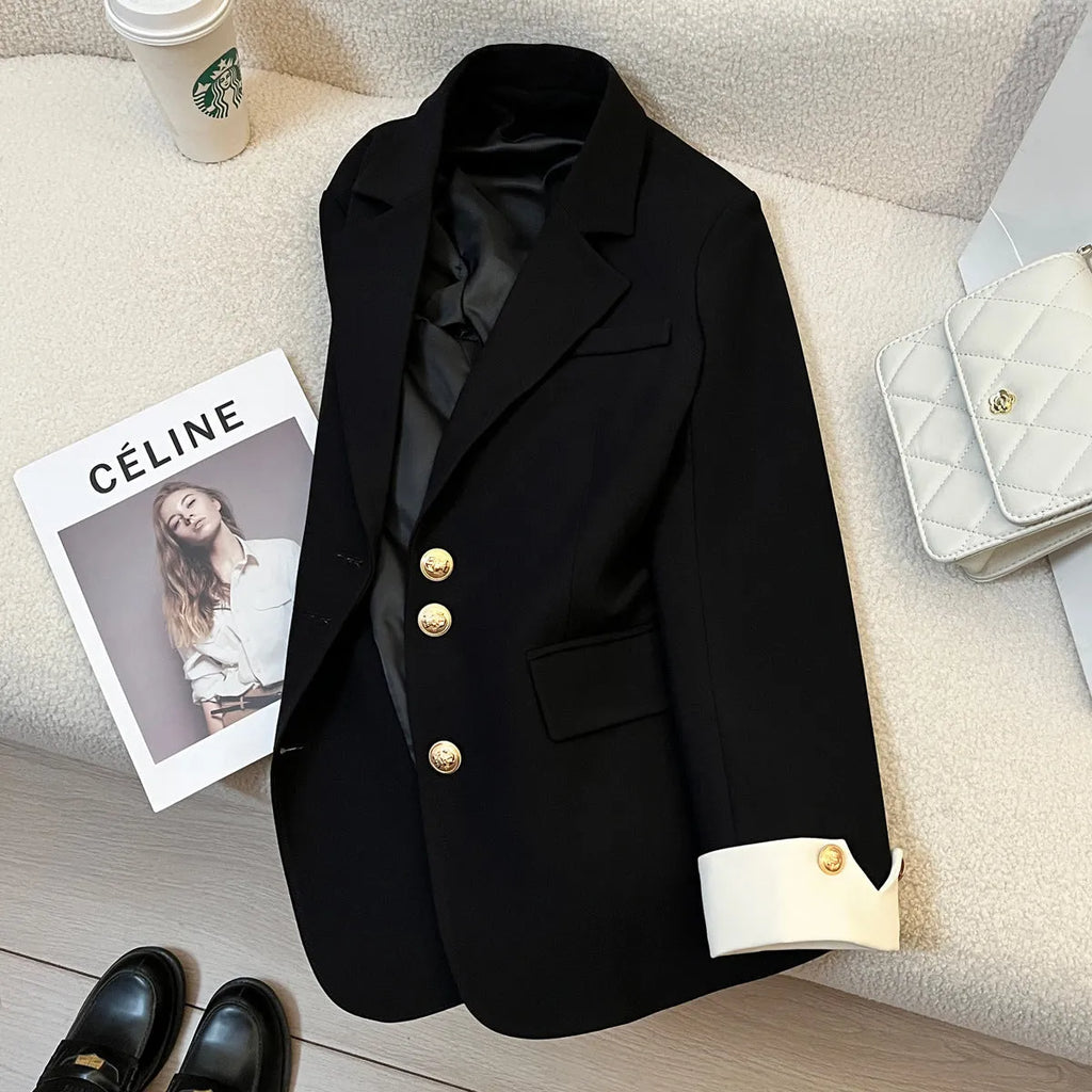 Korean style women's coat in milky white colour with loose fit and pockets
