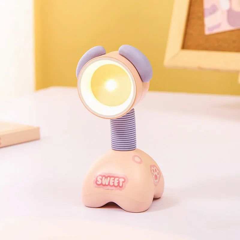 Colourful cartoon animal DIY night lamp with magnetic base on a desktop.