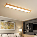 Solid wood balcony long ceiling lamp in New Chinese style, walnut colour, 120cm length with white light