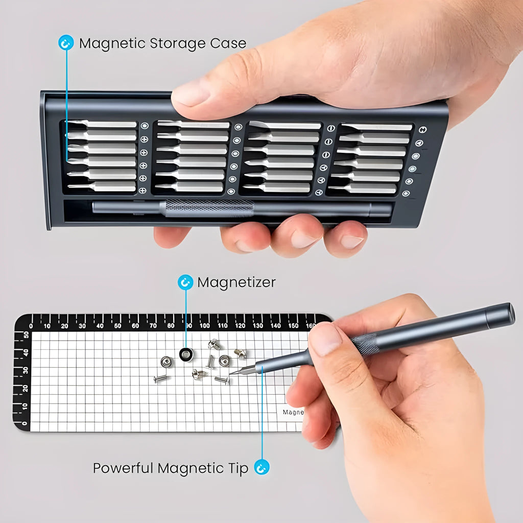 25-in-one magnetic screwdriver set with chrome vanadium steel bits and knurled ABS handle