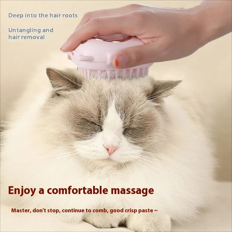Multifunctional pet comb with laser toy in pink colour, made from ABS plastic, for grooming cats and dogs