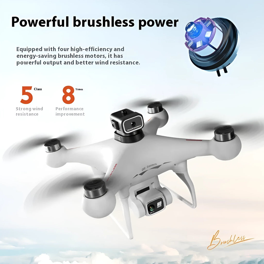 S116 black and white brushless quadcopter drones with four-propeller design and HD camera.
