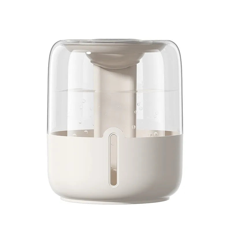 Beige round large capacity USB household humidifier with display and night light