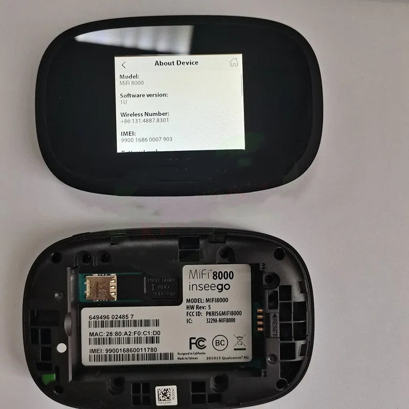 Black portable 4G WiFi router with compact design measuring 10x20x3cm
