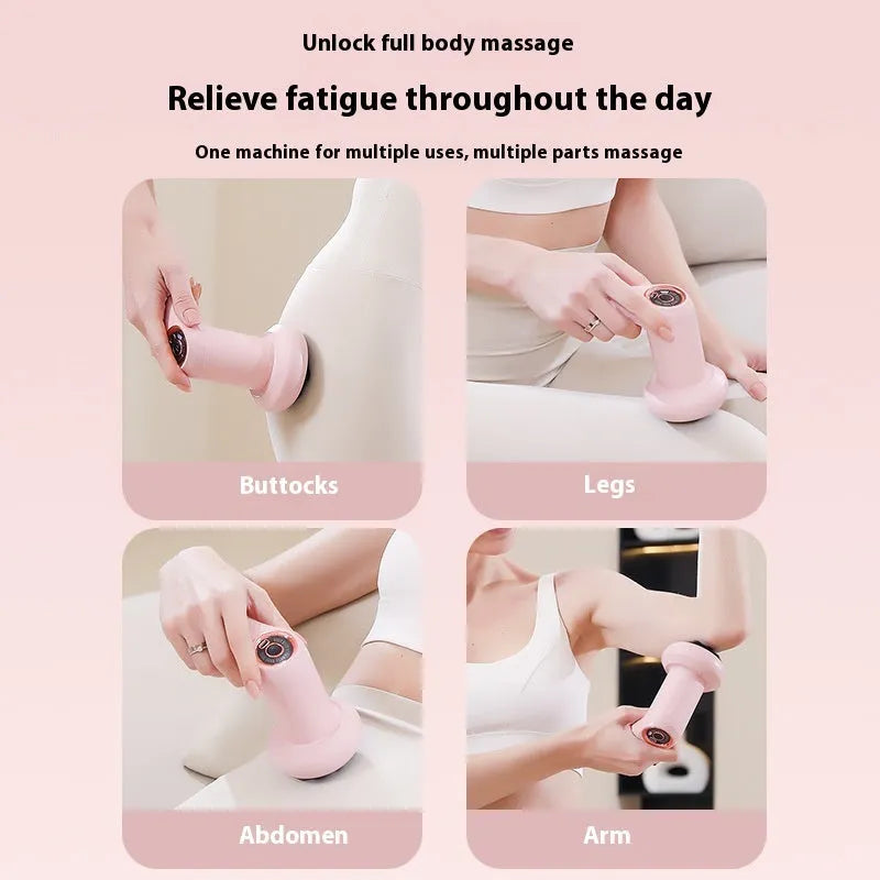 USB electric massager for neck, back, waist and legs in pink, white, or black.