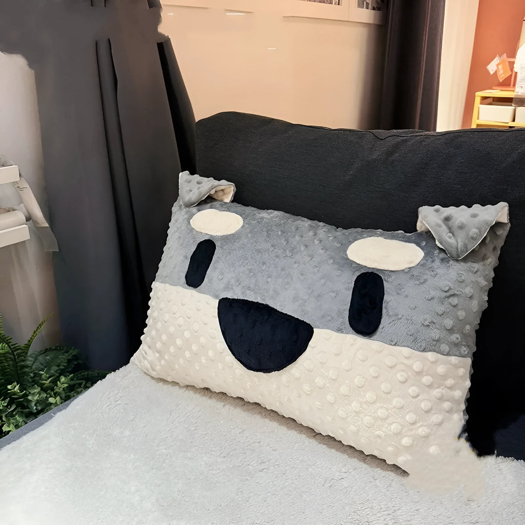 West Highland puppy-shaped cushion measuring 50cm with grey schnauzer or white dog design