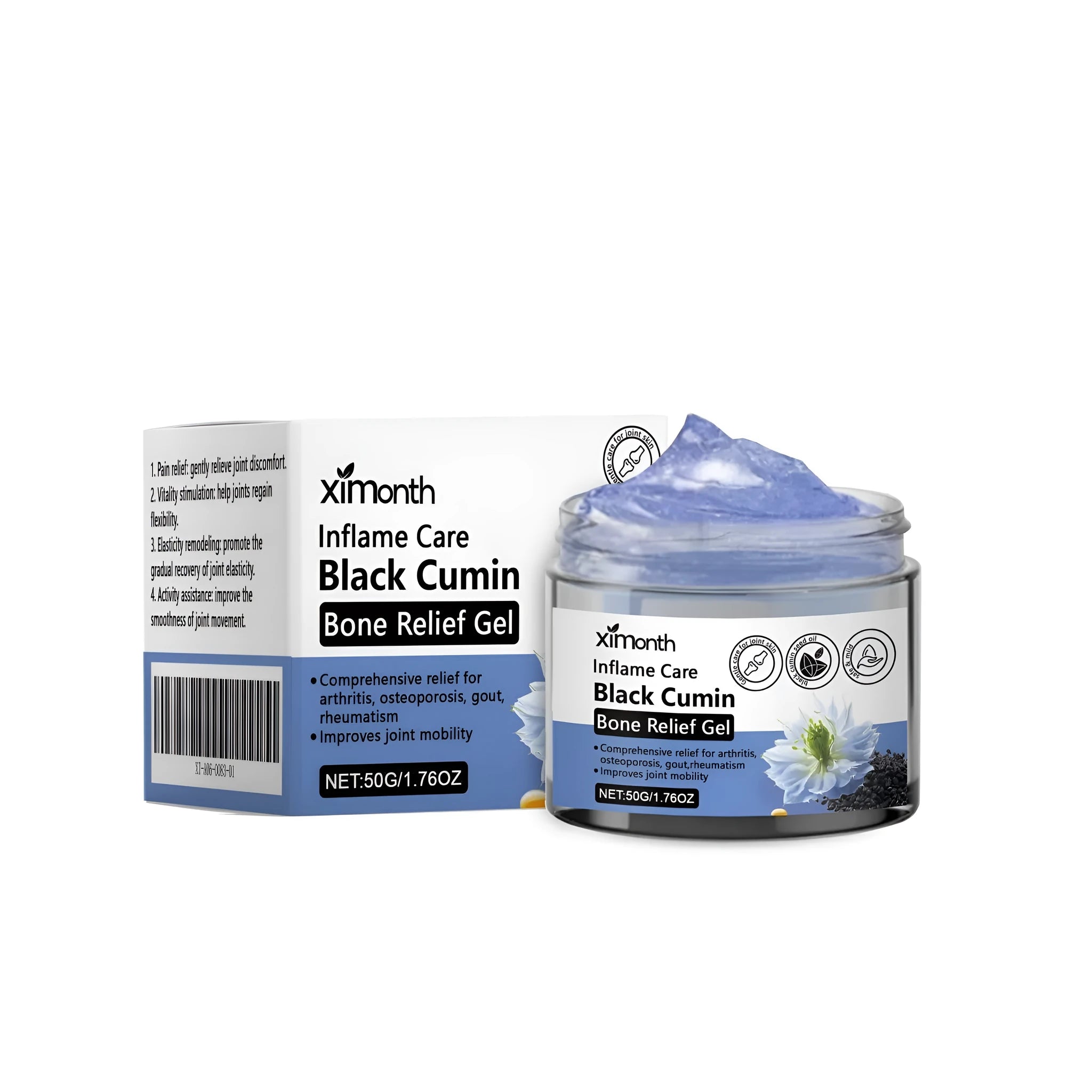 Joint Bone Relief Gel 50g tube with mint leaves and cumin seed oil ingredients