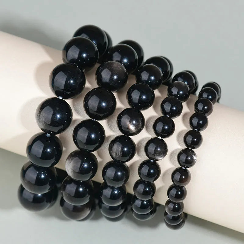 Hand-woven obsidian couple bracelet with natural stone beads in multiple colour options