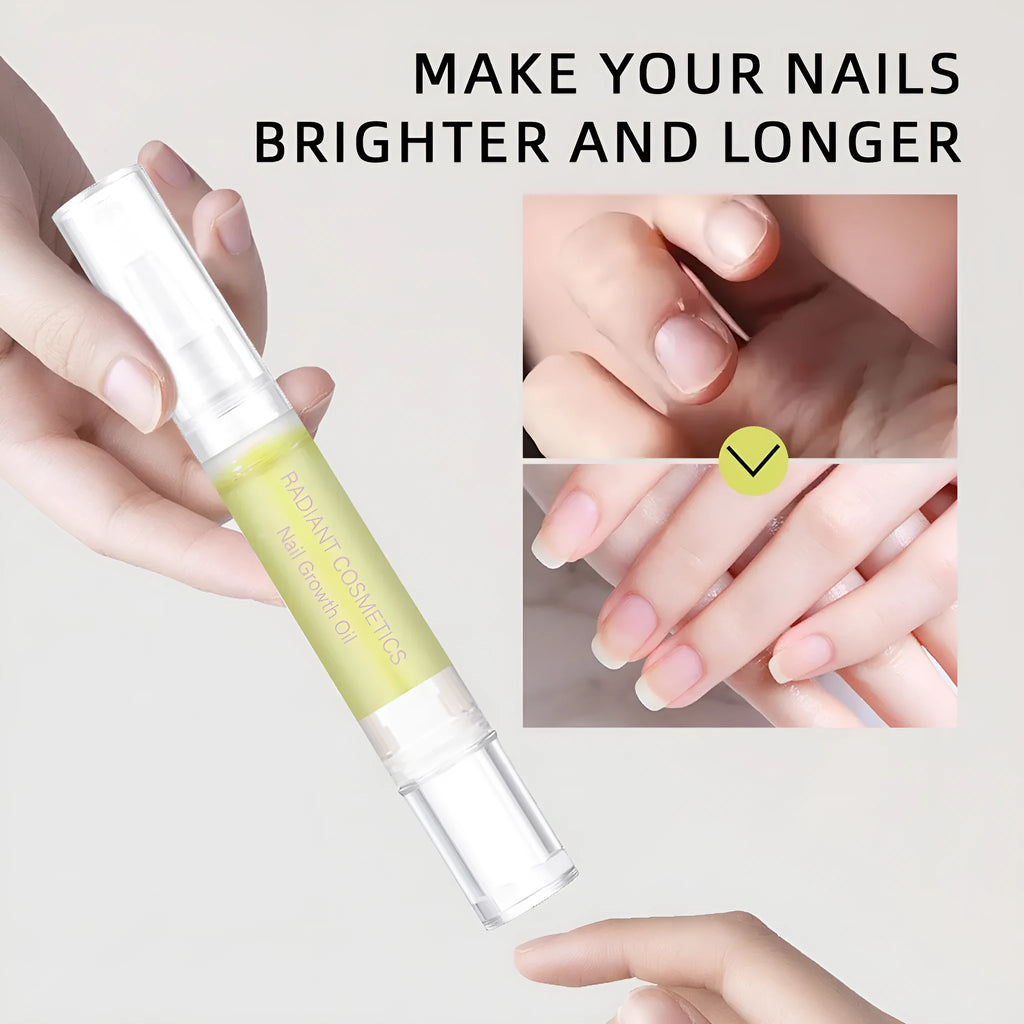 A 3ml bottle of wash-free nail growth treatment oil for moisturising and nail care.