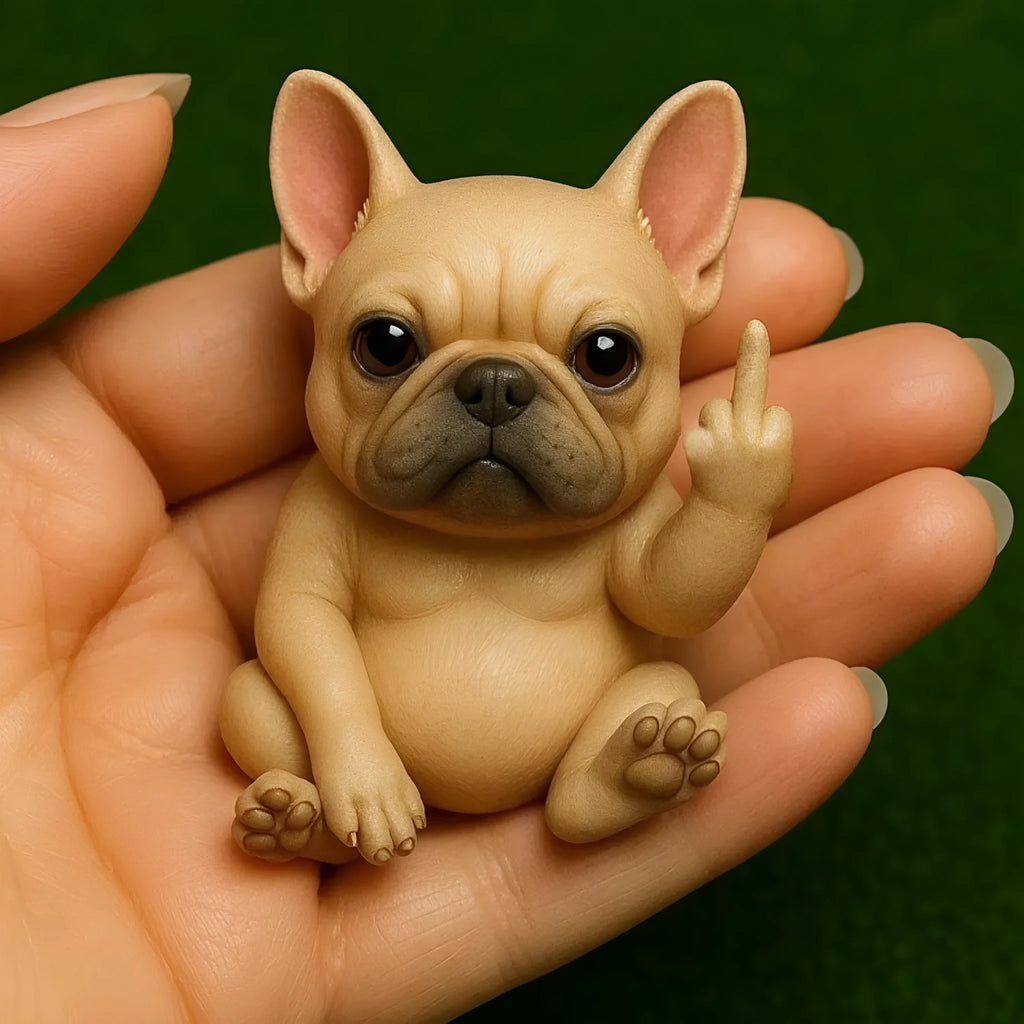 Mini resin animal figurine making vertical middle finger gesture, available in seven animal designs
