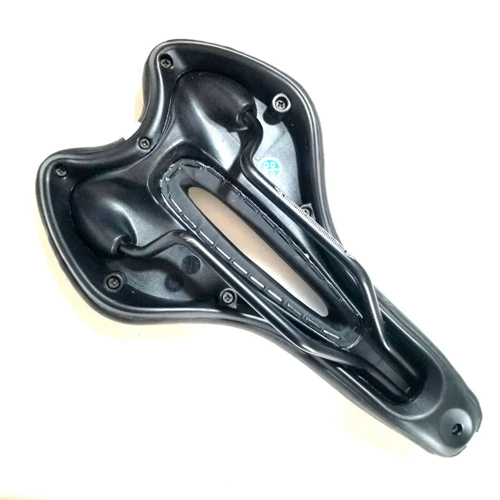 Thickened bicycle saddle cushion with PU leather cover, installation tools, and waterproof accessory