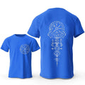 Men's Viking rune compass graphic on a pure cotton t-shirt, showing colour options.