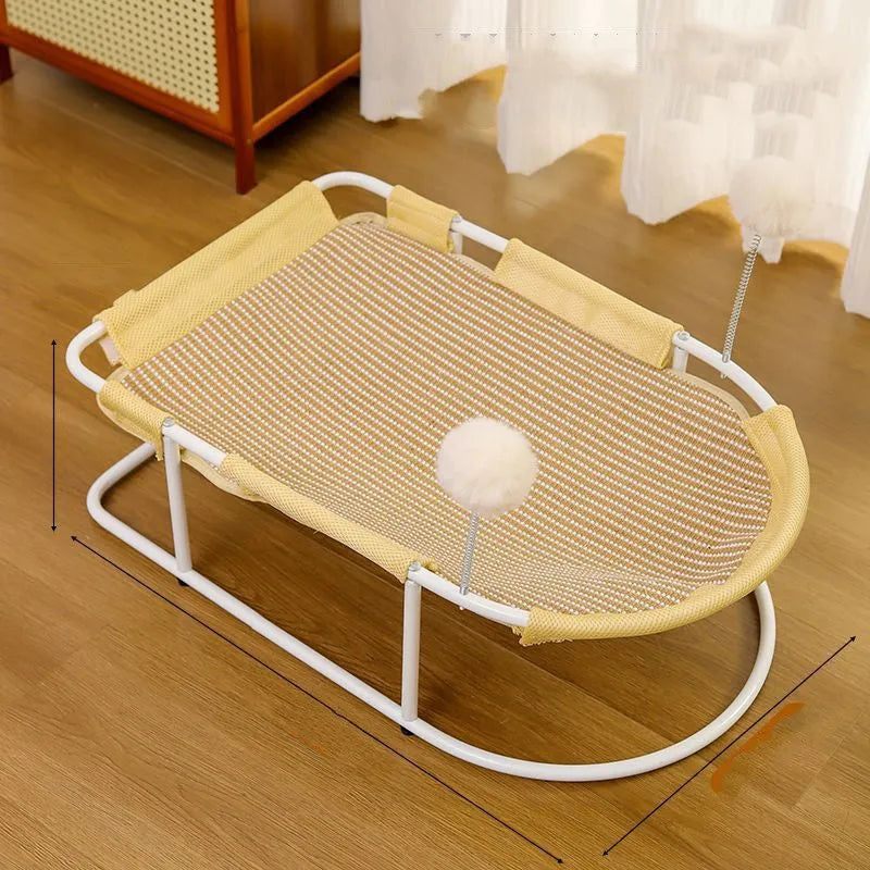 Large grey breathable cat kennel with bracket attachments for summer ventilation