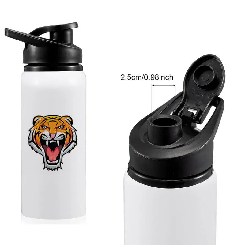 White aluminium sports water bottle for cycling available in 600ml and 750ml capacity options