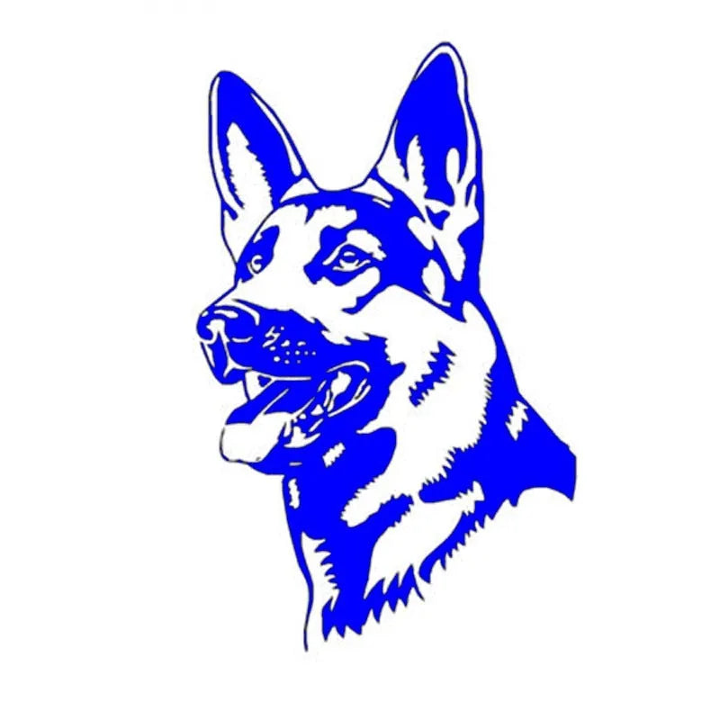 Reflective Alsace Shepherd dog car bumper sticker measuring 13cm by 8cm